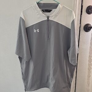 Under Armour Gray and White Quarter-Zip Top
